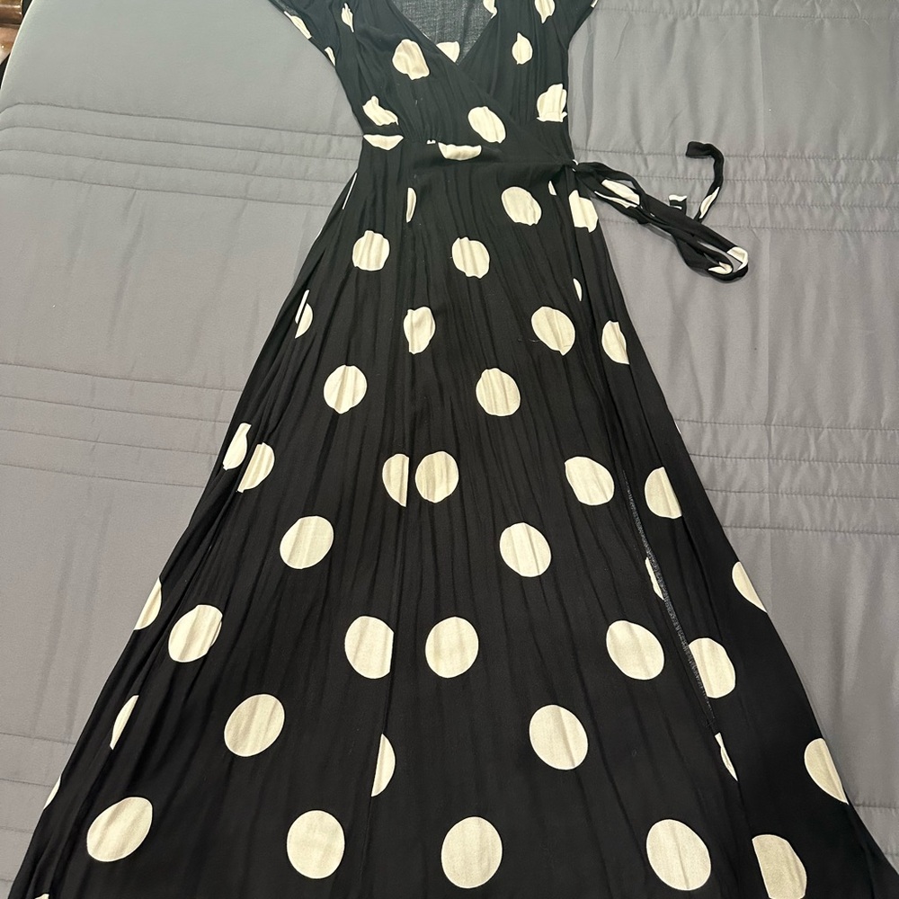 Elegant Black and White Polka Dot Dress